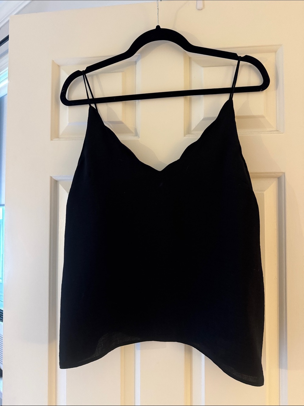 Size S Topshop flowy black thin strap tank with scalloped neckline